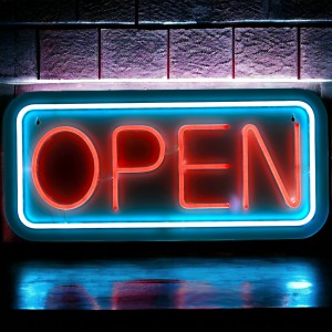 21.2" x 10" Neon Sign With Remote Controller - Open [LED-NS014]
